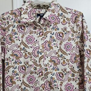Chaps Button Down Shirt Womens Small Multicolor Paisley Long Sleeve Cottagecore